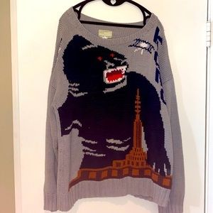 RARE! VINTAGE! 100% Cotton KING KONG SWEATER by Stewart Ross | Grey | Large